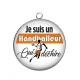 Pendentif Cabochon Argent - Je suis un handballeur qui déchire
