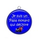 Pendentif Cabochon Argent -  je suis un papa motard qui déchire
