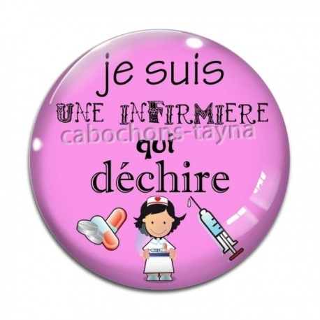 Cabochon Verre -  je suis une infirmière qui déchire