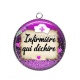 Pendentif Cabochon Argent - infirmière qui déchire