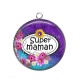 Pendentif Cabochon Argent - super maman