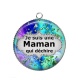 Pendentif Cabochon Argent - je suis une maman qui déchire