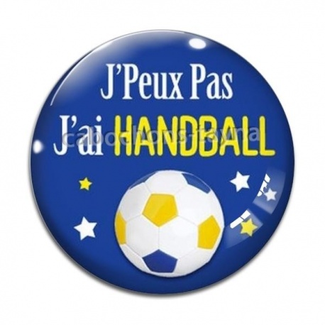 Cabochon Verre - j'peux pas j'ai handball
