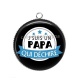 Pendentif Cabochon Argent - je suis un papa qui déchire