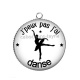 Pendentif Cabochon Argent - j'peux pas j'ai danse