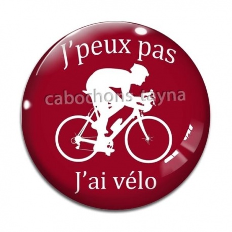 Cabochon Verre - j'peux pas j'ai vélo