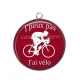 Pendentif Cabochon Argent - j'peux pas j'ai vélo