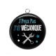 Pendentif Cabochon Argent -  j'peux pas j'ai mécanique