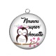 Pendentif Cabochon Argent - nounou super chouette