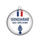 Pendentif Cabochon Argent - gendarme qui déchire