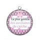 Pendentif Cabochon Argent - la plus gentilles des auxiliaires de crèche