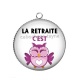 Pendentif Cabochon Argent - la retraite c'est chouette