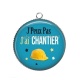 Pendentif Cabochon Argent - J'peux pas j'ai chantier