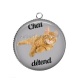 Pendentif Cabochon Argent - chat détend