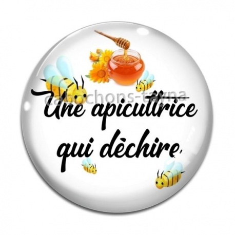 Cabochon Verre - une apicultrice qui déchire