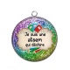 Pendentif Cabochon Argent - je suis une atsem qui déchire