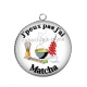 Pendentif Cabochon Argent - j'peux pas j'ai matcha