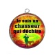 Pendentif Cabochon Argent -  Je suis un chasseur qui déchire