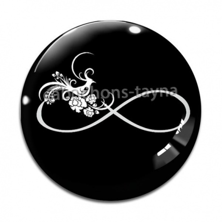 Cabochon Verre -  infini oiseau