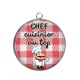 Pendentif Cabochon Argent - chef cuisinier au top