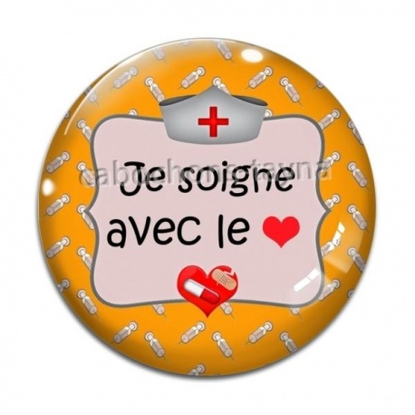Cabochon Verre - je soigne avec le coeur