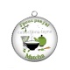 Pendentif Cabochon Argent - j'peux pas j'ai matcha