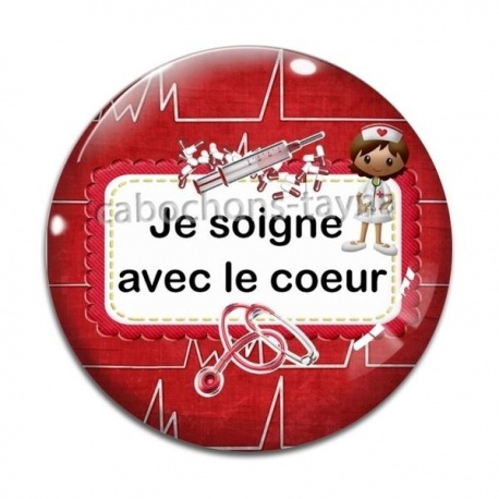 Cabochon Verre - je soigne avec le coeur