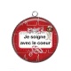 Pendentif Cabochon Argent - je soigne avec le coeur