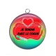 Pendentif Cabochon Argent - je soigne avec le coeur