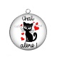 Pendentif Cabochon Argent - Chat alors