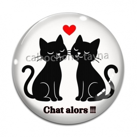 Cabochon Verre - chat alors