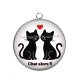 Pendentif Cabochon Argent - chat alors