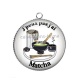 Pendentif Cabochon Argent - j'peux pas j'ai matcha