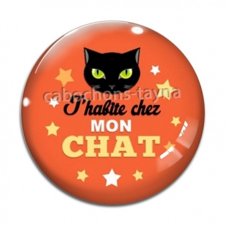 Cabochon Verre - j'habite chez mon chat