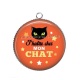 Pendentif Cabochon Argent - j'habite chez mon chat