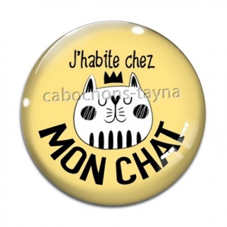 Cabochon Verre - j'habite chez mon chat