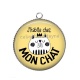 Pendentif Cabochon Argent - j'habite chez mon chat
