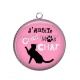 Pendentif Cabochon Argent - j'habite chez mon chat