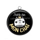 Pendentif Cabochon Argent - j'habite chez mon chat