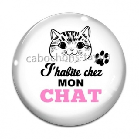 Cabochon Verre - j'habite chez mon chat