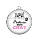 Pendentif Cabochon Argent - j'habite chez mon chat