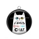 Pendentif Cabochon Argent - j'habite chez mon chat