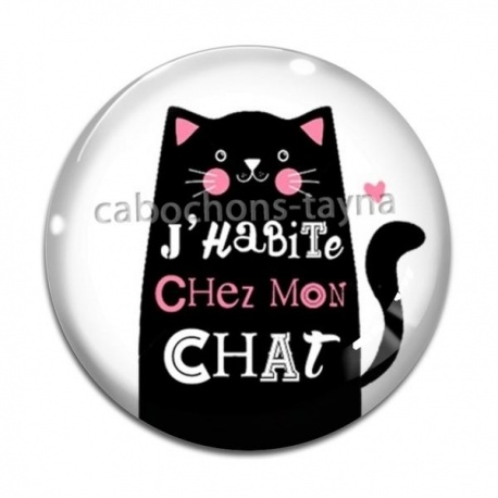 Cabochon Verre - j'habite chez mon chat