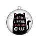 Pendentif Cabochon Argent - j'habite chez mon chat