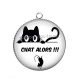 Pendentif Cabochon Argent - chat alors