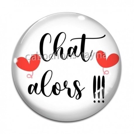 Cabochon Verre - chat alors