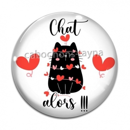 Cabochon Verre - chat alors