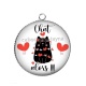 Pendentif Cabochon Argent - chat alors