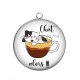 Pendentif Cabochon Argent - chat alors