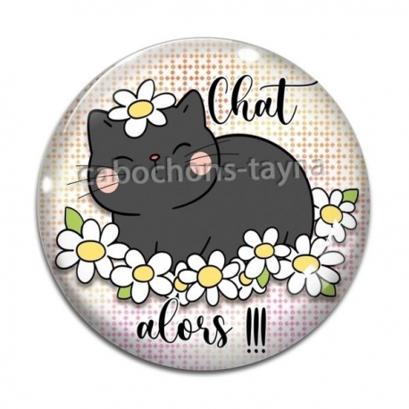 Cabochon Verre - chat alors